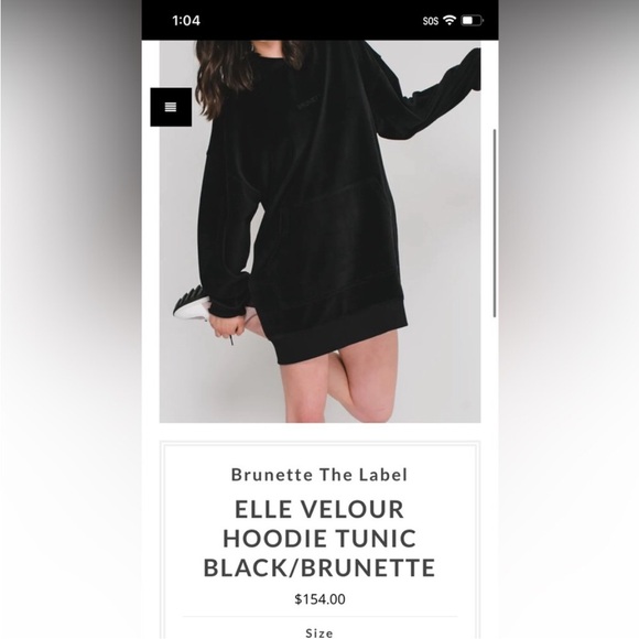 Brunette the label hoodie sweater dress oversized tunic hoodie Elle Velour tunic - Picture 2 of 8